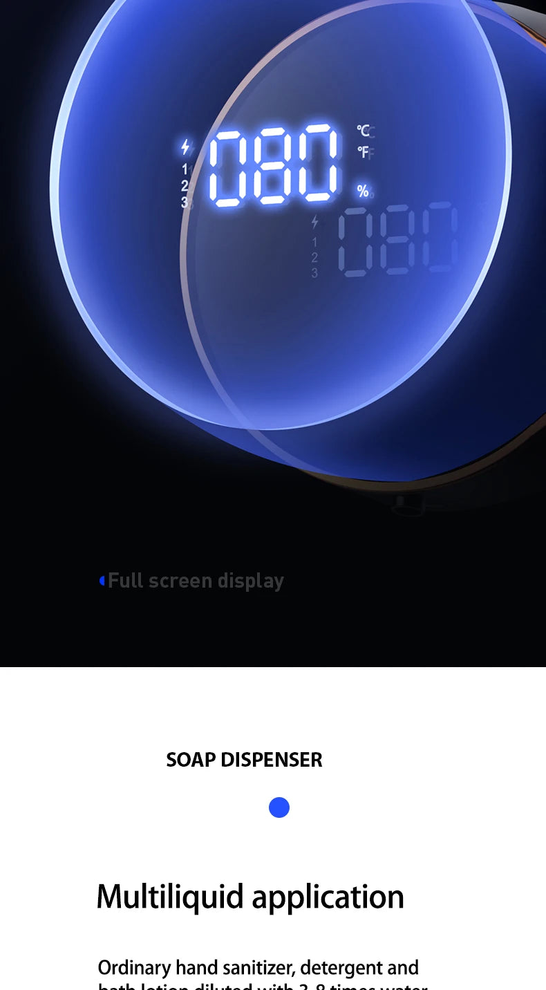 Wall Mount Automatic Foam Soap Dispensers LED Display Electric Touchless Infrared Sensor Foam Machine Liquid Dispensary