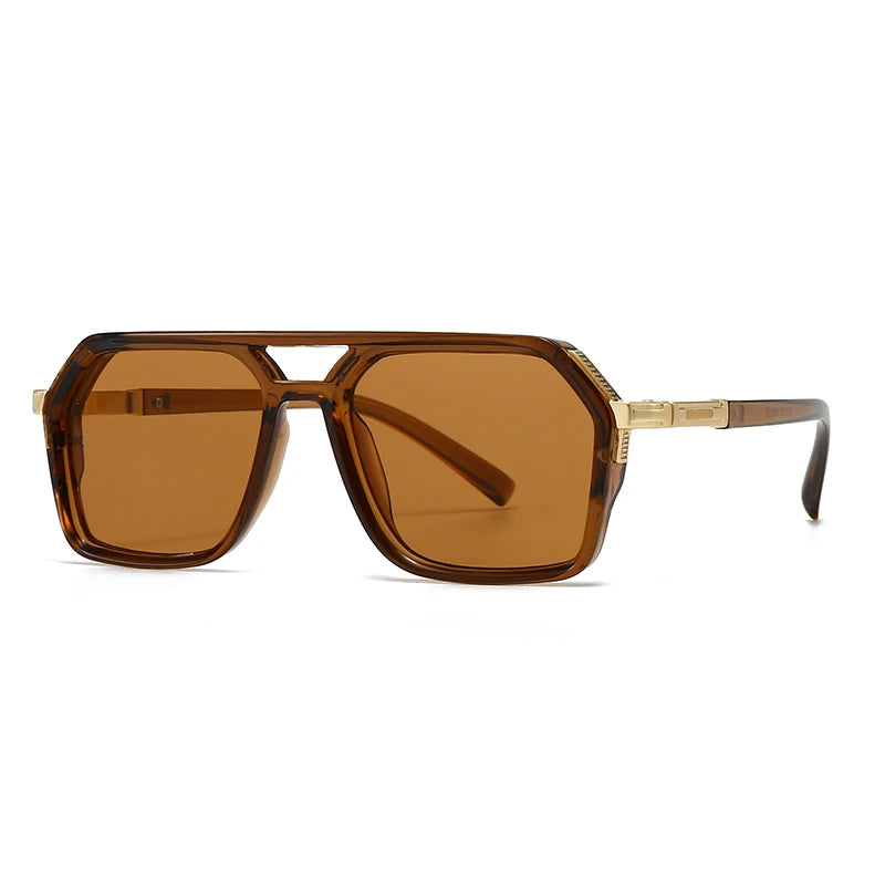 New European and American Style Men's Aviator Glasses, Retro Double Bridge Square Frame Sunglasses, Cross-Border Ready Stock 62013