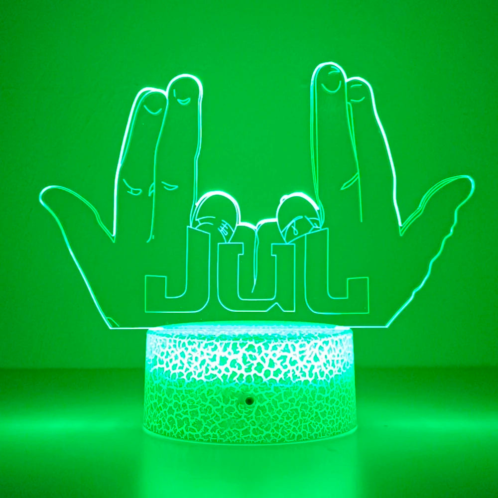 3D Rap singer Julien Mari gesture logo Night Light with Remote Control Room Decor Lamp Birthday Valentine's Day Christmas Gifts