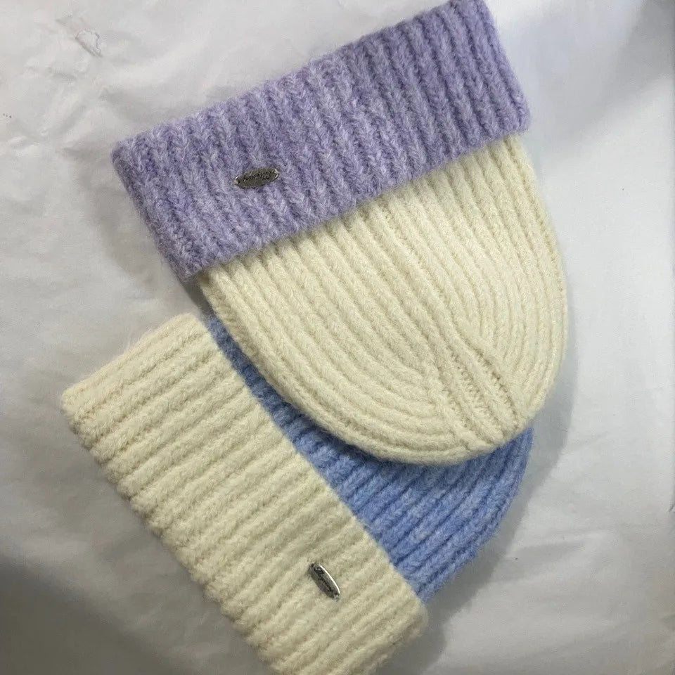 Korean wool hat men's autumn and winter 2025 new thickened warm headgear big head circumference showing small face knitted hat