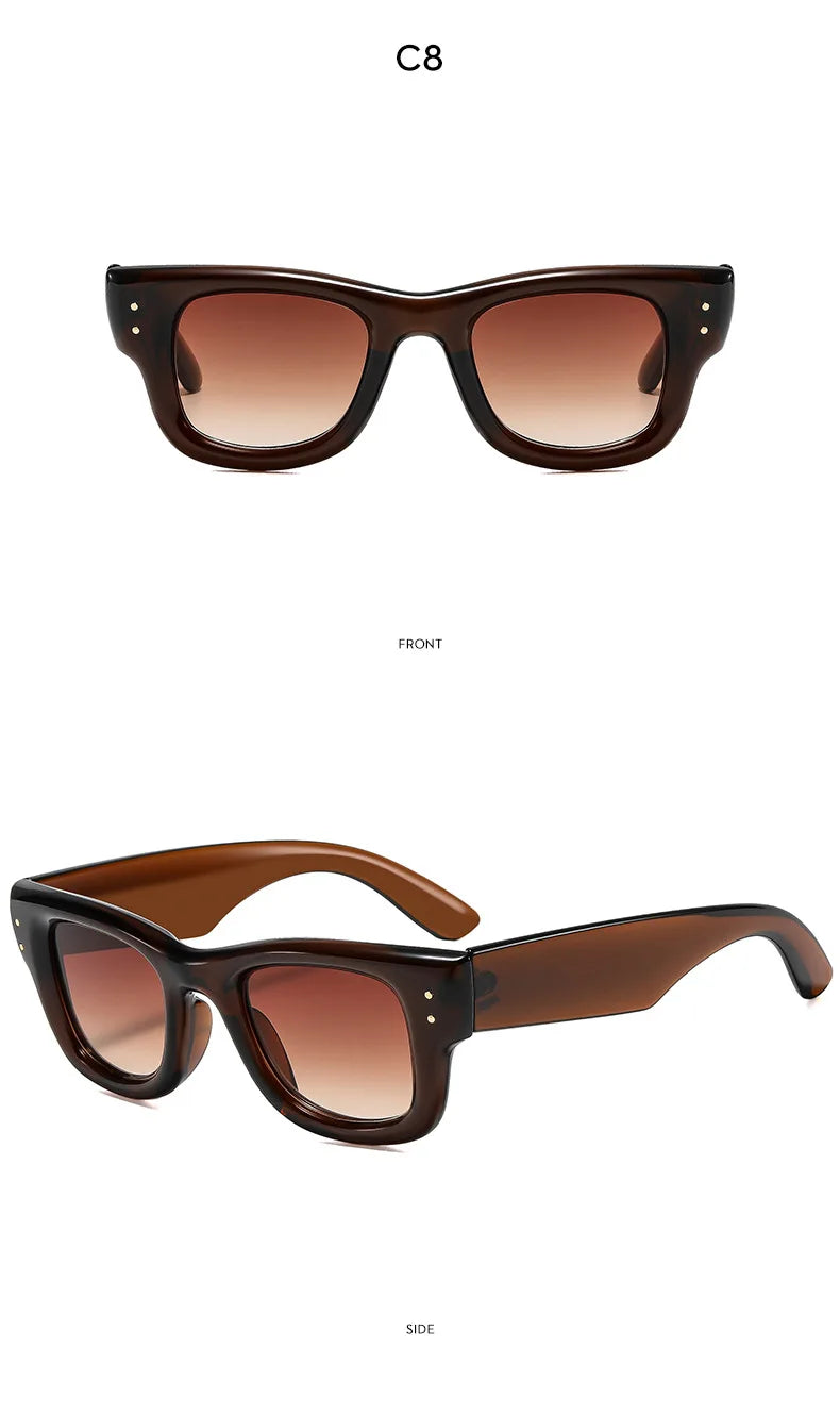 Fashion Vintage Square Rice Nail Women's Sunglasses Classic Punk Men Sunglass Outdoor Driving Travel Eyewear Female UV400 Lentes