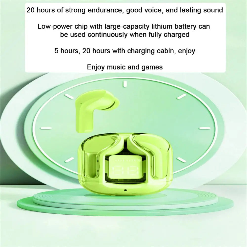 RYRA TWS Bluetooth 5.1 Earphones With Charging Box Wireless Headphone Stereo Sports Transparent Digital Display Earbuds Headsets