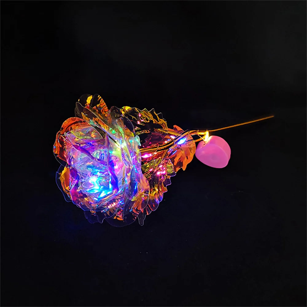 Led Valentine's Day Mother's Day Gift 24K Foil Plated Roses Artifical Flowers Wedding Decor Lover Lighting Roses Creative Gift