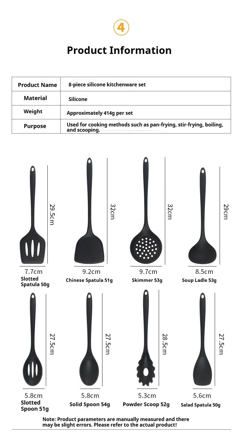1/4/8pcs Non-Stick Pans Silicone Spatula Soup Ladle Slotted Spoon Cooking Tools for Kitchen Kitchen Utensil