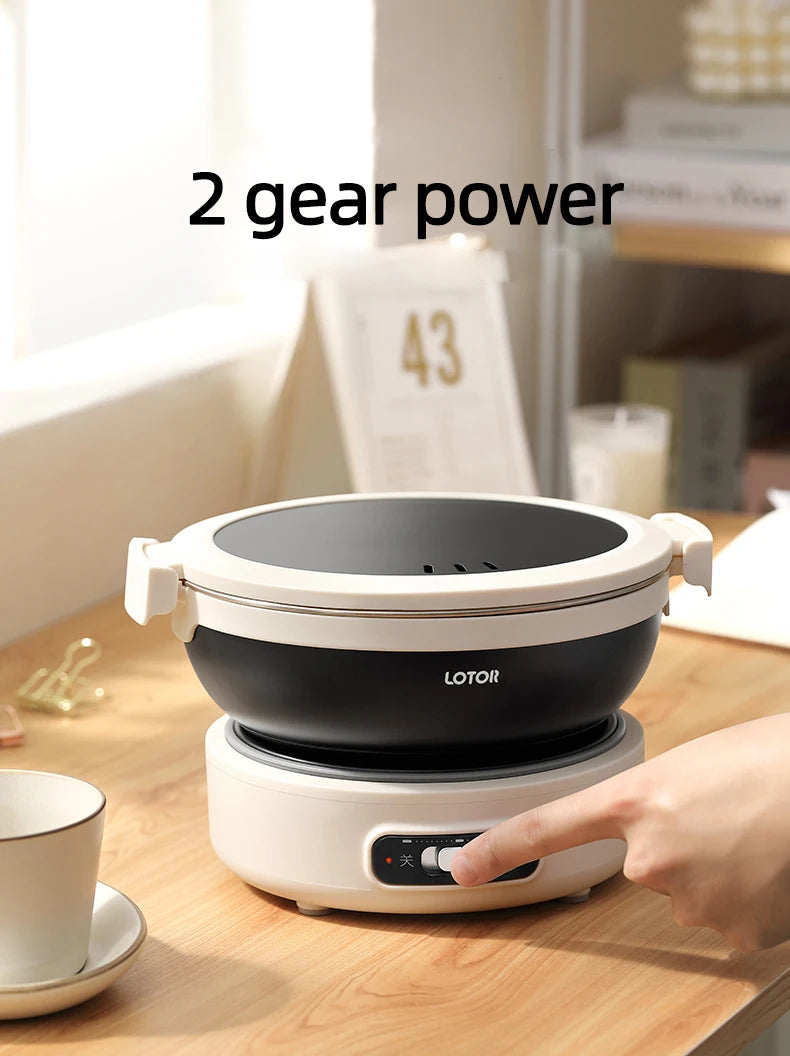 1.2L Folded Electric Cooking Pot Portable Multicooker Travel Rice Cooker Split Hot Pot 304 Stainless Steel Electric Skillt 500W