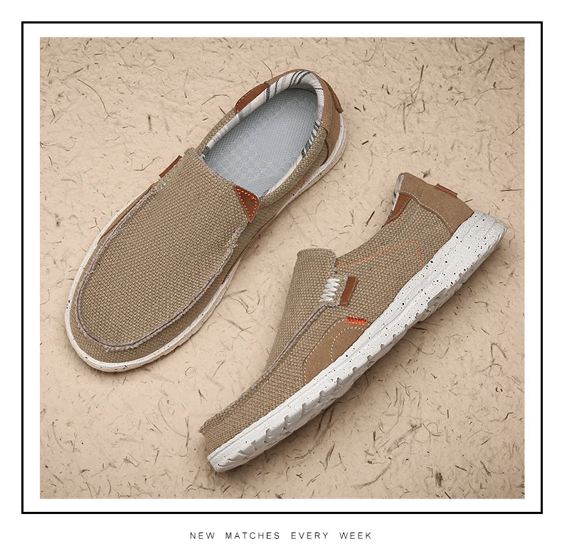 Men Canvas Shoes Slip On Loafers Summer Breathable Sneakers Men Comfty Casual Men Shoes Lightweight Flats Men Walking Zapatos