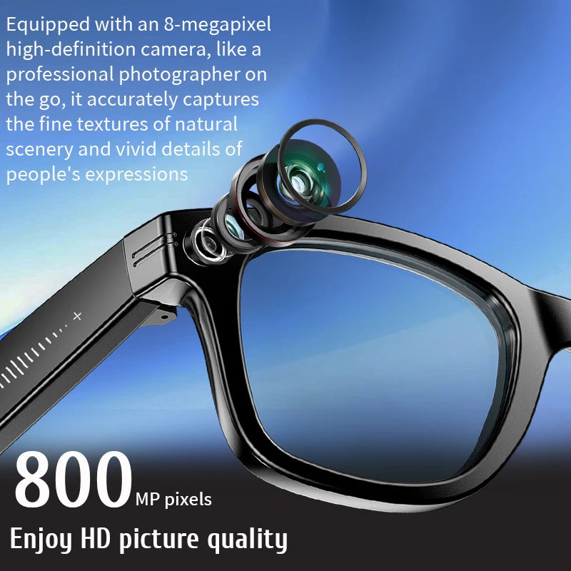 Smart Glasses 8 Million Pixels Recording Videos AI Photo Recognition Answer Translation 270mAh IP65 Waterproof Bluetooth Glasses