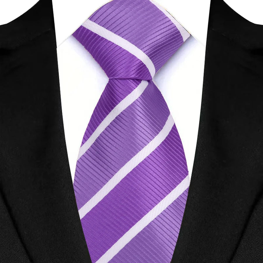 New Men's Tie Classic Stripes 8cm Jacquard Daily Wear Red Blue Green Necktie Cravat Wedding Party Dress Accessories Gift For Man