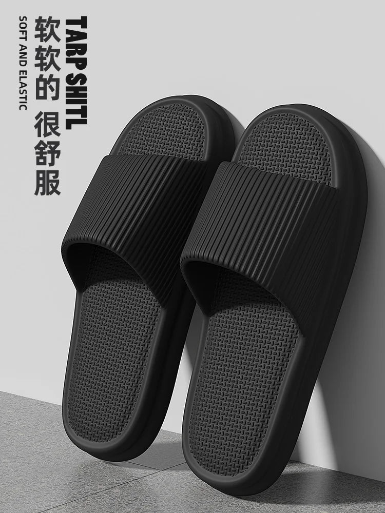 Plus Size 48-49 Summer Men Slippers Solid Color Flat Sole Home Slippers For Women Man Coupple Bath Beach Slides Shoes