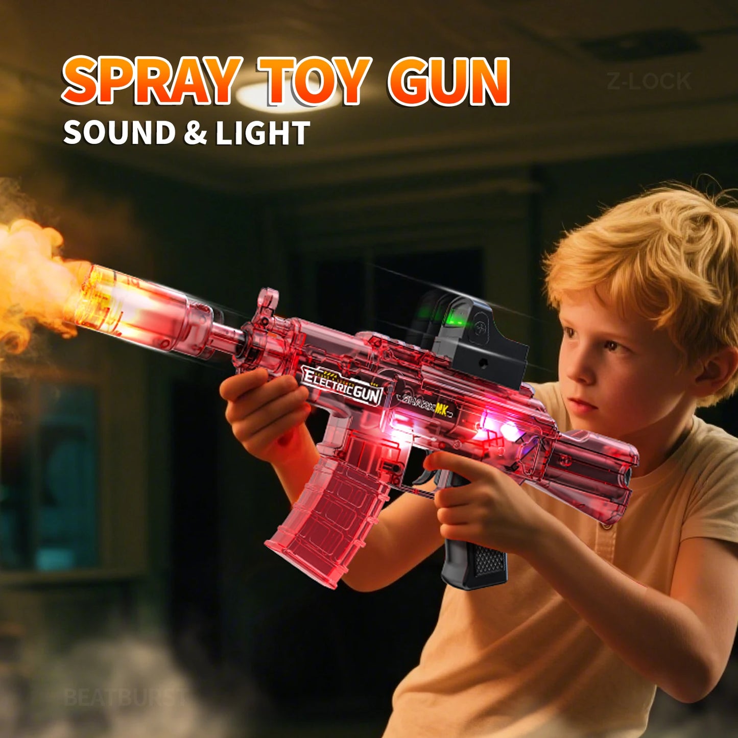 2025 Kids Hot Selling Electric Spray & Water Gun Simulates Sound Light Gun Toys Outdoor Activities Spray Vibration Gun Toys