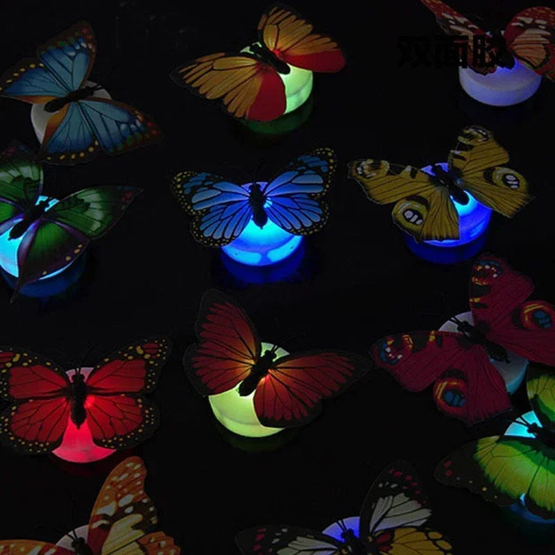 Butterfly Night Lights Pasteable 3D Butterfly Wall Stickers Lamps Home Decoration DIY Living Room Wall Sticker Lighting