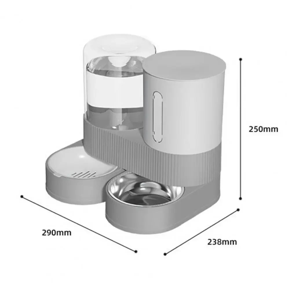 Automatic Cat Feeder Automatic Pet Feeder Water Dispenser Set for Cats Dogs 2-in-1 Food Bowl with Stainless Steel Insert