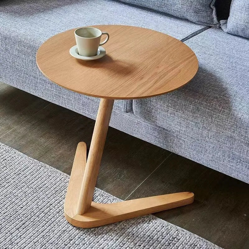 Coffee Table Solid Wood Round Side Table Sofa Bedside Small Living Room Hotel Guesthouse Minimalist Portable Folding Furniture
