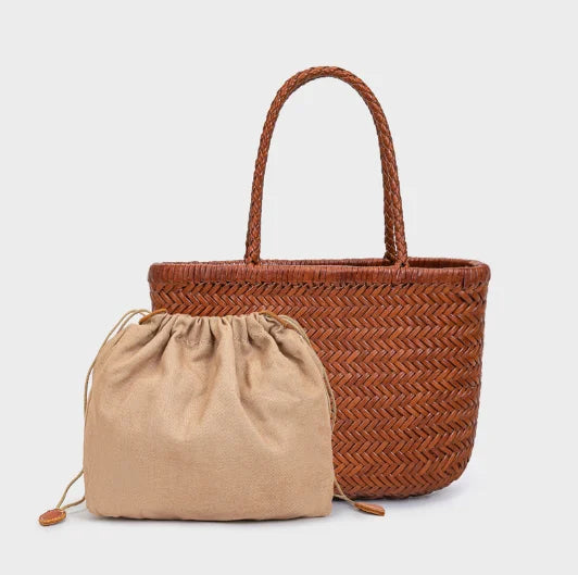 2026 spring new braid bag French basket bag Vintage Boho Gypsy Aztec Ibiza Genuine Leather Messenger Bag  female ins style