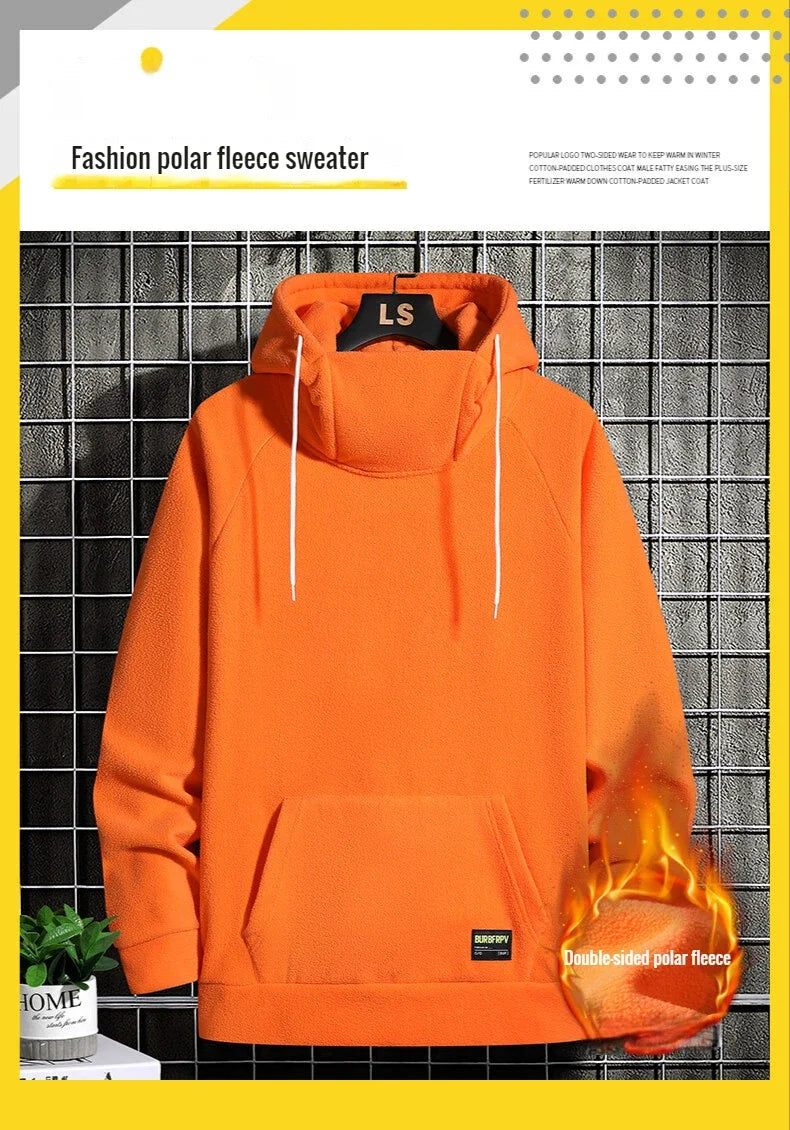 2026 Men's Thick Polar Fleece Sweatshirt Paired Couple Y2k Streetwear Autumn Winter Hood Sports Black Windproof Oversized Hoodie