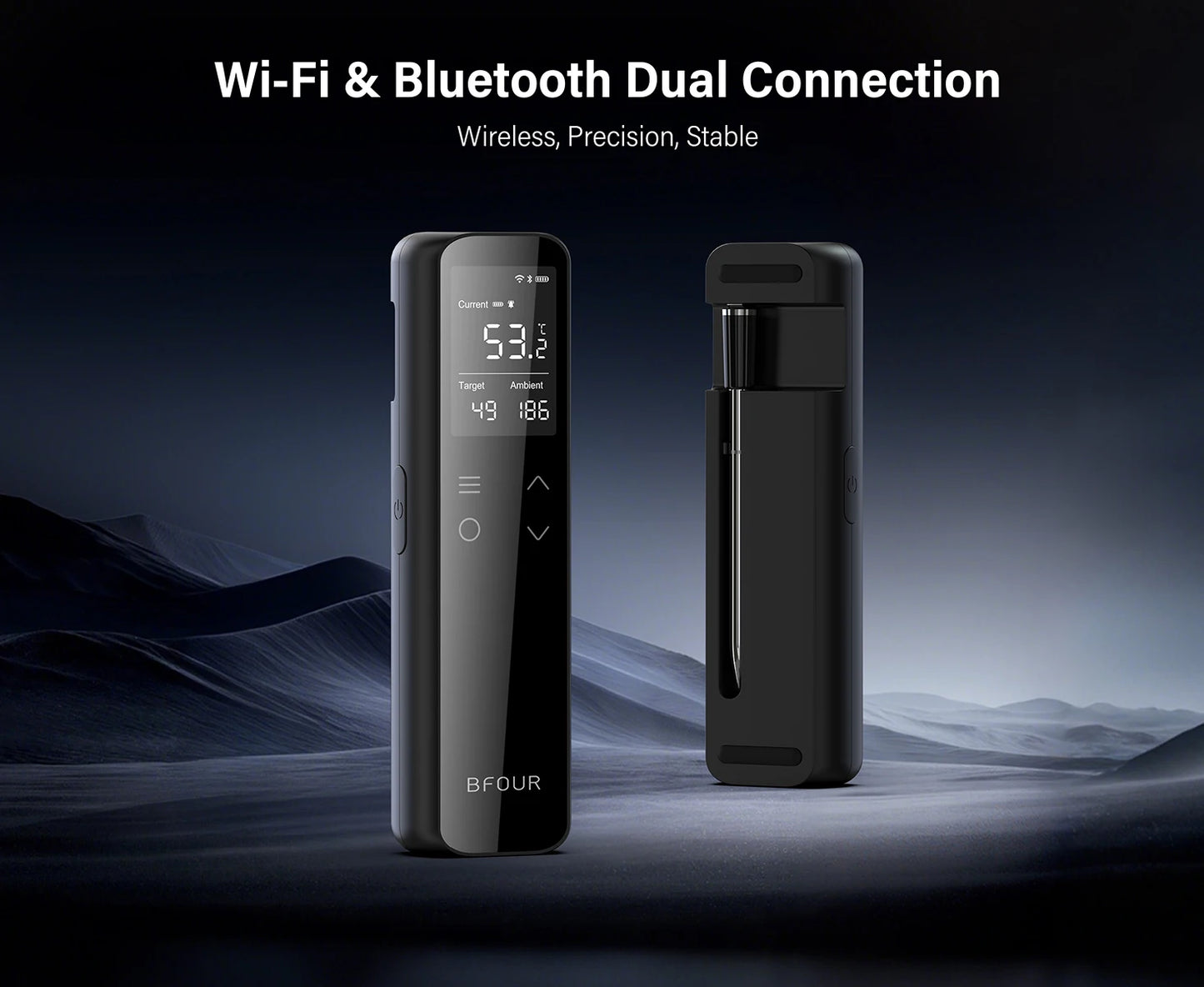 Meat Thermometer Wireless Bluetooth Probe with WiFi Unlimited Range Support APP Alarm Reminder for BBQ, Oven, Air Fryer