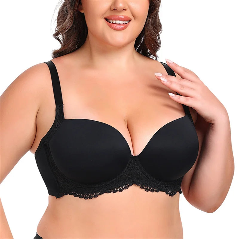 Plus Size Lingerie for Large Busts  Minimizing Anti-Sag Gathering Breathable Underwired Big Cup Size B C D E F 38 40 42 44 46 48