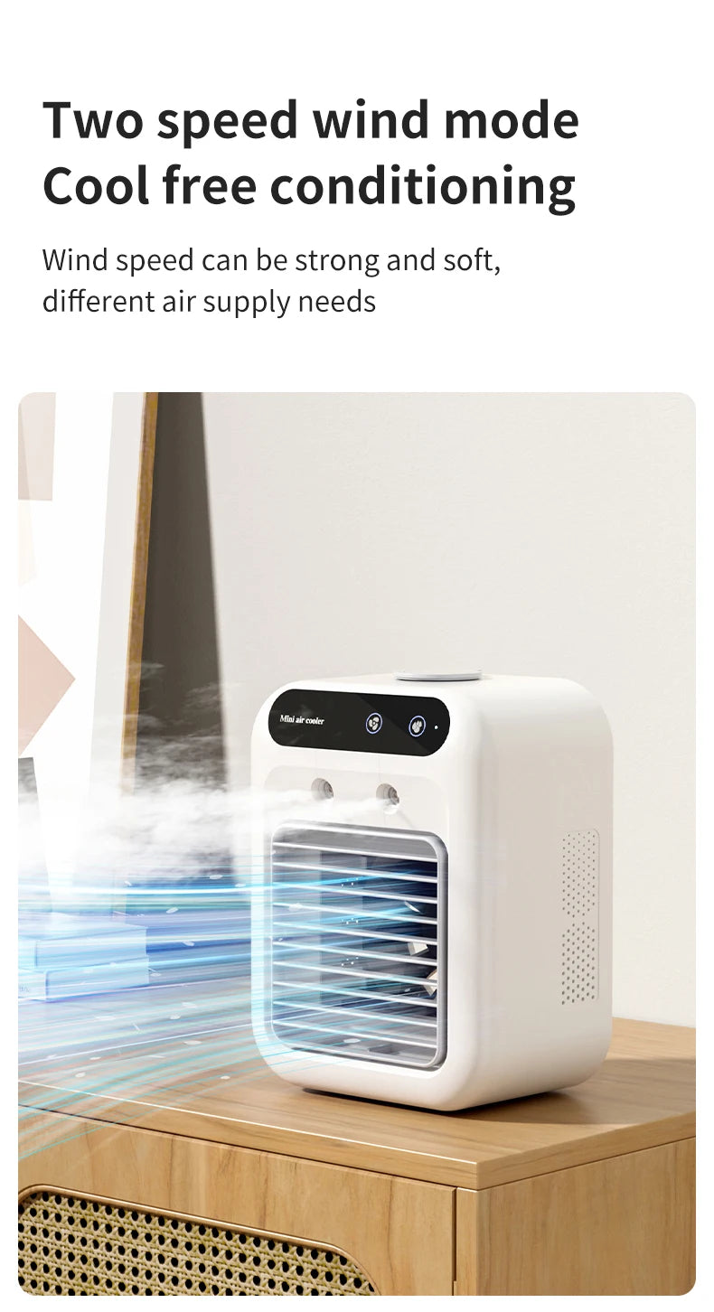 Desktop Air Cooler Personal Portable Fan with 2-Speeds Evaporative Air Cooler with 0.5L Water Tank Portable Cooler Fan for Home