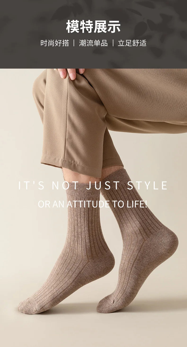Men Cotton Socks High Quality Solid Color Business Crew Spring Autumn Knitting Mib Tube Ankle Long Breathable Casual Soft Socks