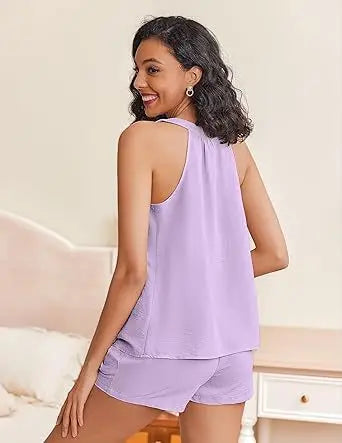 New Summer Women's 2-piece Set Pink V-neck Vest Elastic Pocket White Stylish Black Shorts Set