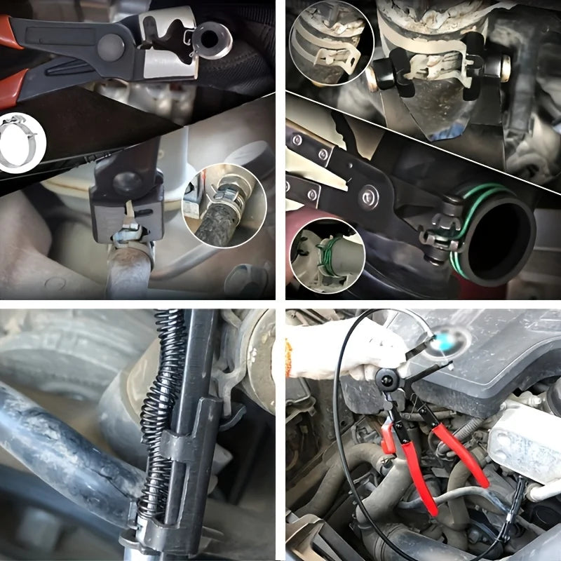9pcs Hose Clamp Pliers, with Flexible Wire Long Reach Hose  Swivel Jaw and Flat Band Pliers，Hose Clamp Tool