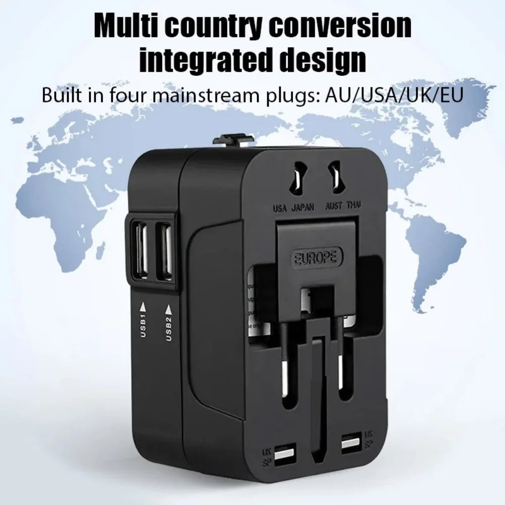 Universal Travel Adapter EU/UK/US/AU/AC Plug Power Charger Adapter With USB Type-C Ports All-in-One Foldable Converter Socket