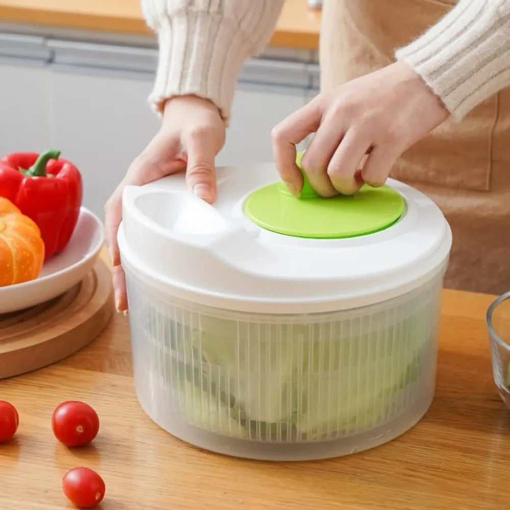 3L Salad Dehydrator Vegetable Dryer Manual Fruit Washer with Bowl Filter Vegetable Drainer Strainer for Lettuce and Spinach