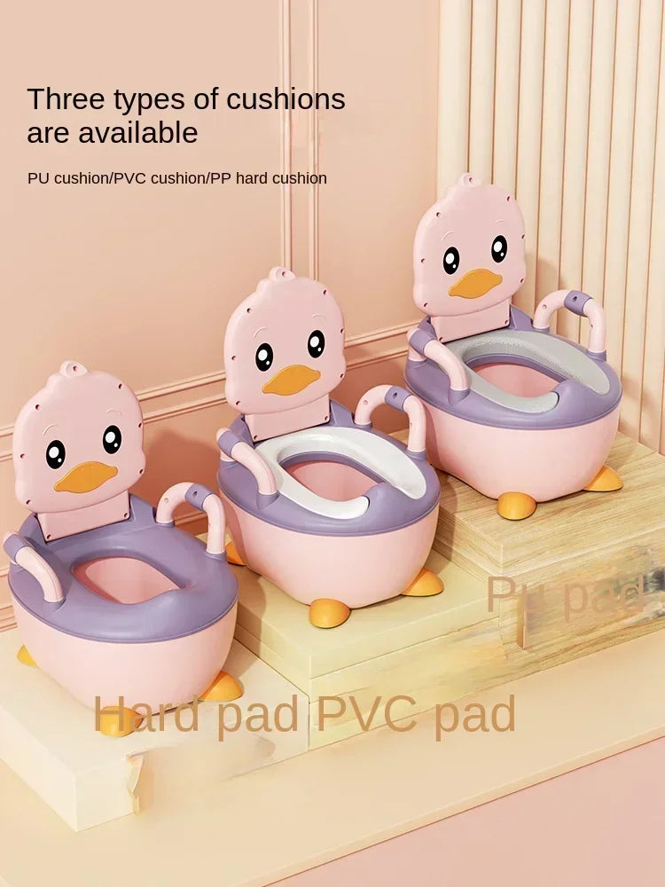 Potty Training Toilet for Kids Household Cute Cartoon Duck Soft Hard Cushion Clamshell Waist Guard Toilet Baby Toilet Supplies