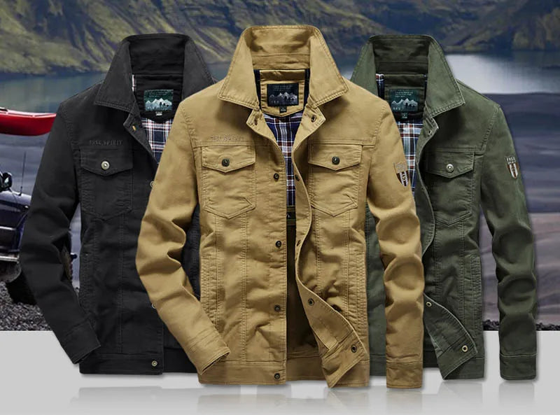 Men's Lightweight Cotton Military Jackets Spring Autumn Casual Multi-pocket Army Pilot Cargo Flight Bomber Jacket Men Clothing