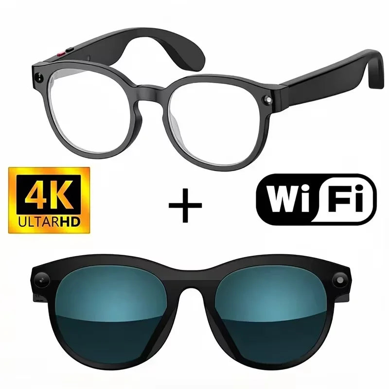 For Men Women Ai Smart Glasses 8MP 4k HD Camera Glasses AI Wake-up Bluetooth Music Audio Sunglass Language Translation