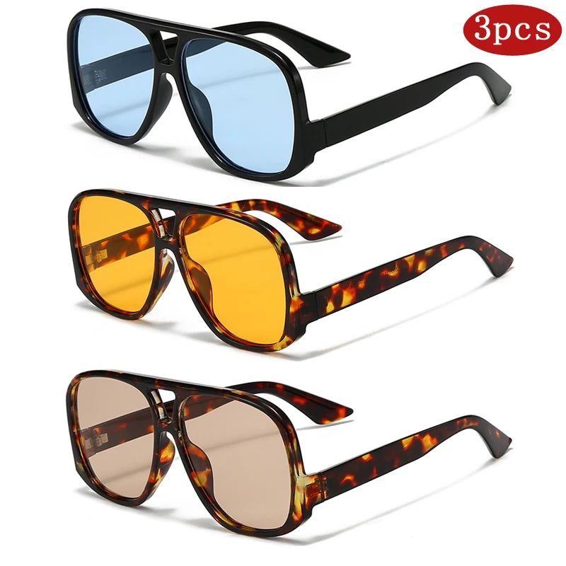 Hiking Camping Oversized Women Double Bridges Anti Light Glasses Fashion Outdoor Driving Eyeglasses Beach Travel UV400 Shades