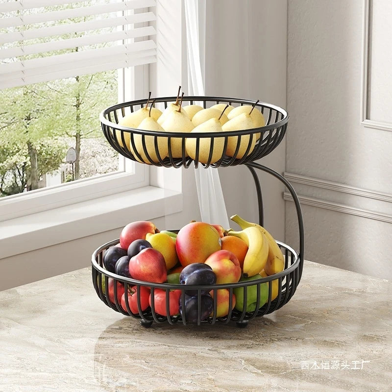 Multi-Layer Solid Wood Fruit Bowl Large Capacity Tabletop Snack Tray Organizer For Living Room Coffee Table Kitchen Decor