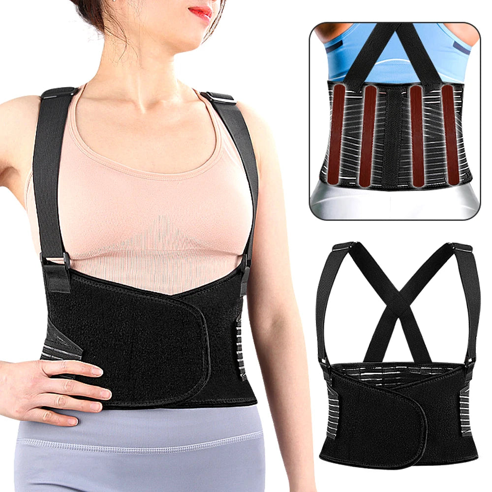 Heavy Duty Back Brace for Lifting - Lower Back Pain Relief & Support for Men & Women - Work, Gym Sport - Breathable & Adjustable