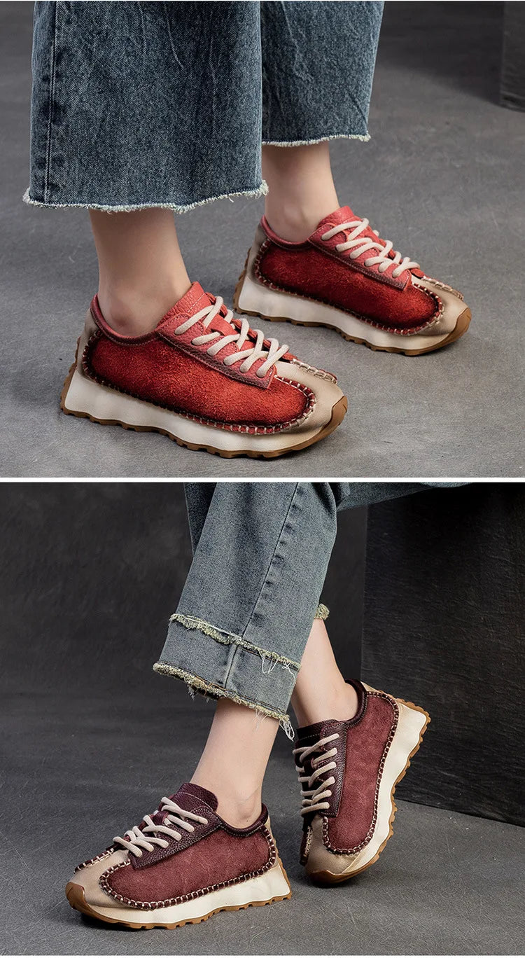 Koznoy 3cm Suede Cow Genuine Leather Mixed Color Preppy Girl Vulcanize Platform Wedge Summer Ladies Spring Autumn Comfy Fashion