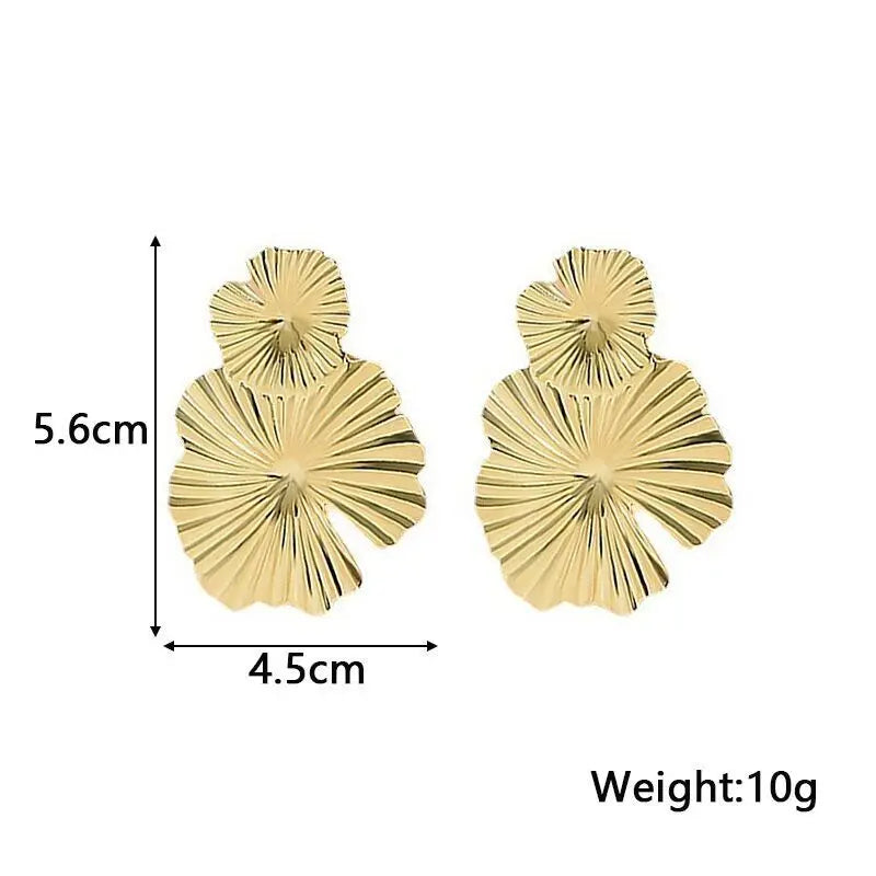 European Exaggerate Metal Statement Earrings for Women Vintage Fashion Round Star Leaf Irregular Geometry Long Earrings Jewelry