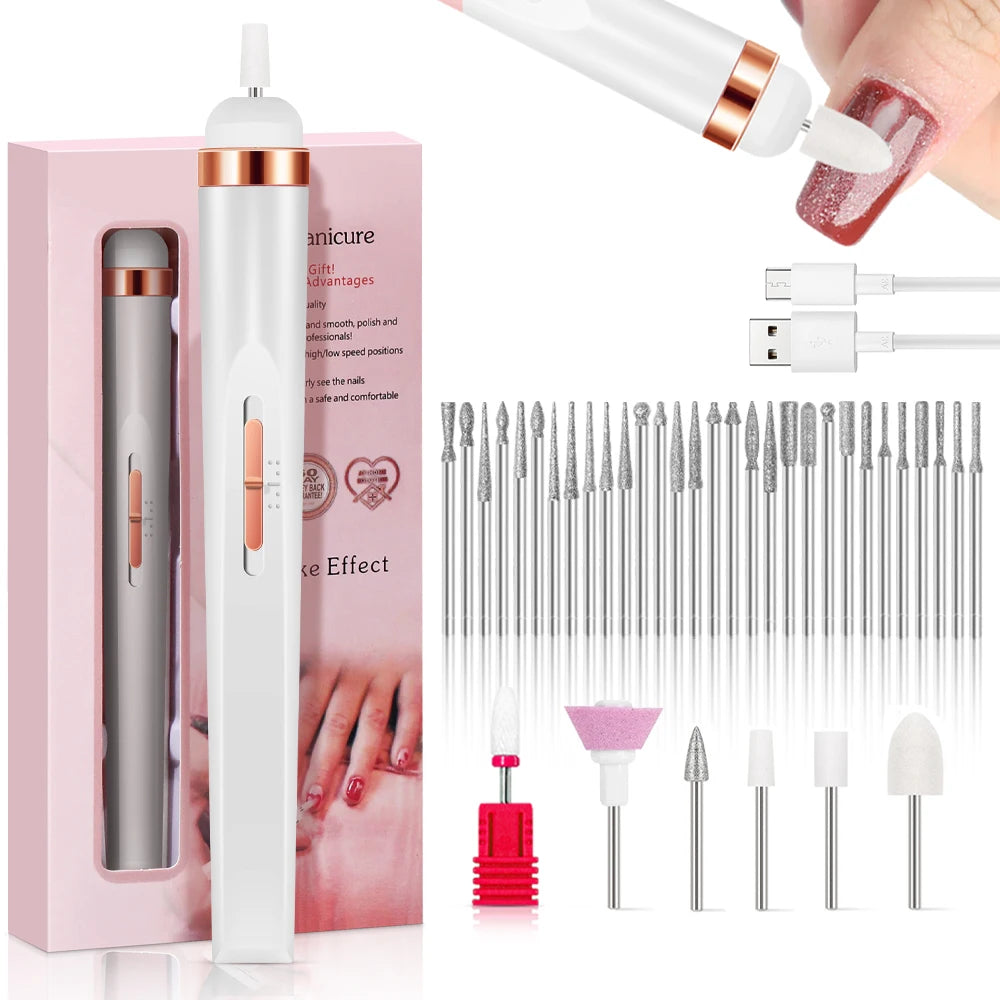 LULAA Electric Nail Drill Kit Rechargeable Cordless Manicure Kit Portable Nail Grinding Polisher for Trim Nails Exfoliating
