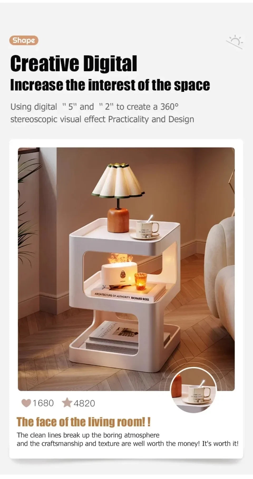 Simple Modern Bedside Side Table Space-Saving Multi-Functional Home Storage Rack Light Luxury Wrought Iron Stable Coffee Table