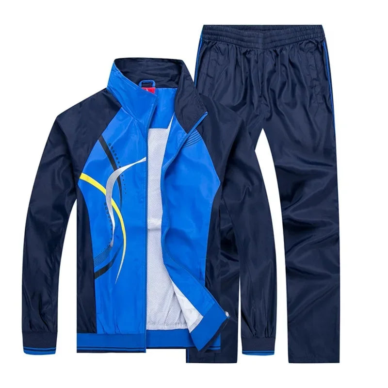 Men Tracksuit New Spring Autumn 2 Piece Sports Suit Jacket+Pant Sweatsuit Male Fashion Print Clothing Men's Sportswear Sets