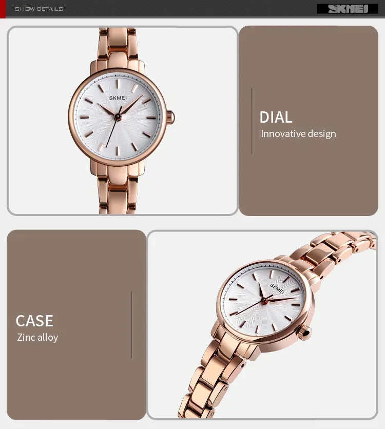 SKMEI 1410 Wrist Waterproof Stainless Steel Women Watches Luxury Montre Femme Quartz Watch Women Fashion Ladies Watches
