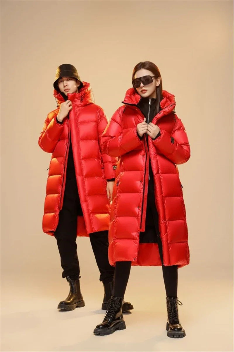 Winter 90%  White Goose Down Thick （Winter) Warm X-Long Men's Jackets 2025 New Arrivals Men Hooded Korean Down Parkas Coat