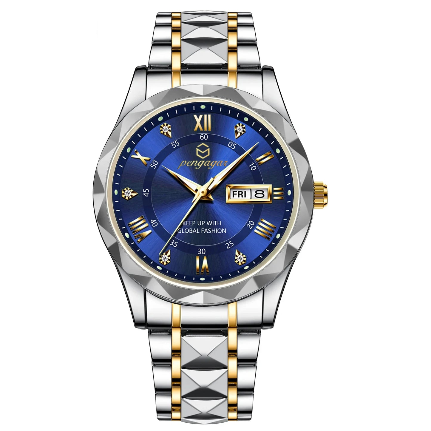 PENGAGAR Luxury Square Sport Man Wristwatch Waterproof Luminous Chronograph Quartz Men's Watches Stainless Steel Men Watch Reloj