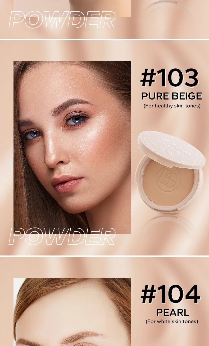 BEAUTY GLAZED Face Powder Oil Control Flawless Long Lasting Waterproof Lipstick Matte Setting Powder Face Makeup With Mirror