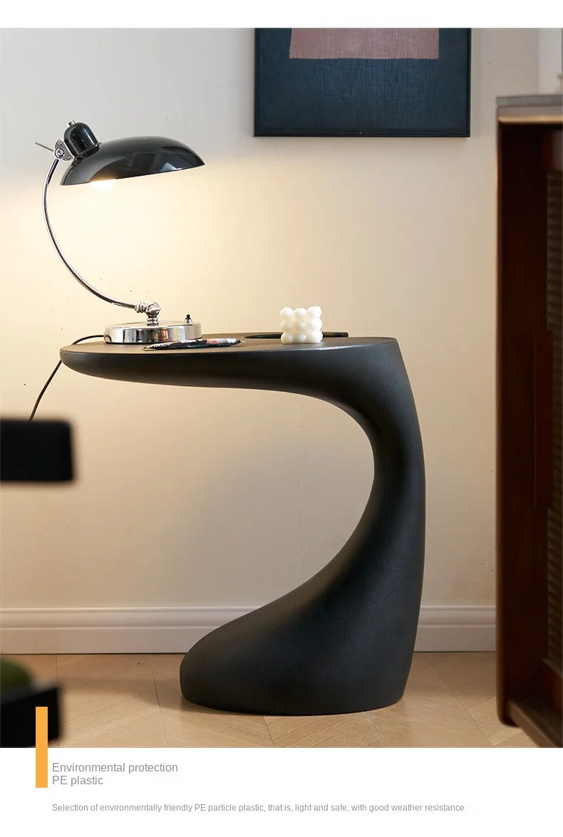 Realife Light Luxury High-end Creative Bedside Table Shelf Sofa Edge Table Living Room Mobile Black Minimalist Coffee Table 2025