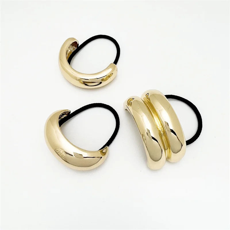 XIALUOKE Vintage Multilayer Metal Geometry Hair Bands Rope For Women Headband Elastic Ponytail HairPins Hairwear Hair Jewelry