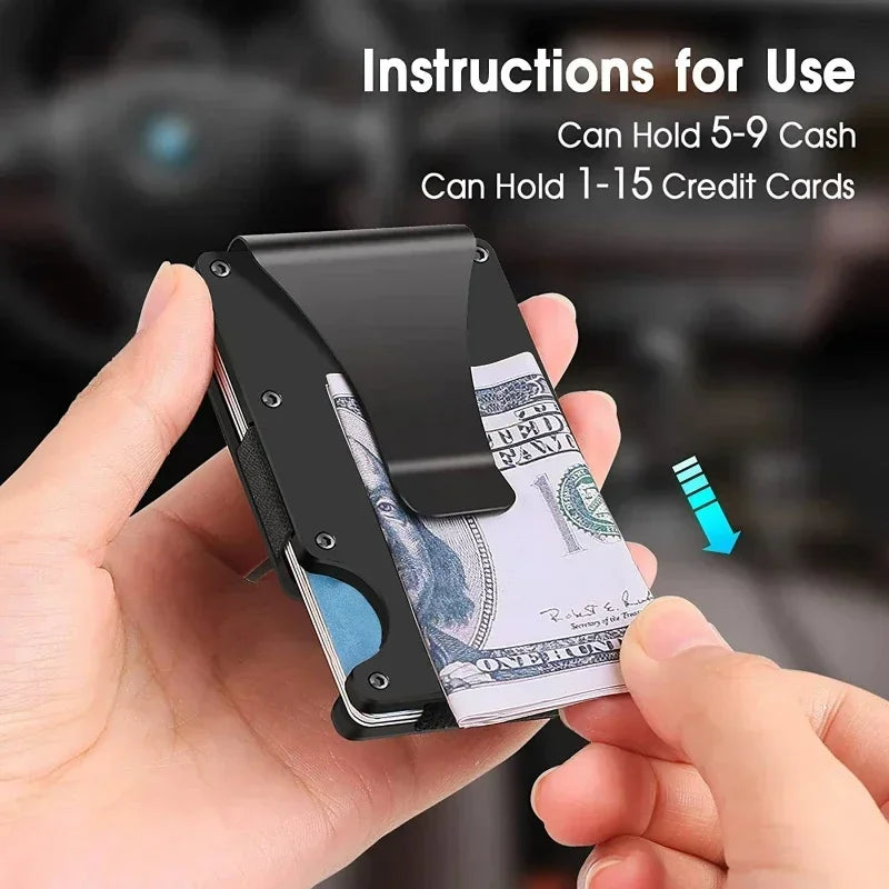 1PC ANTI RFID Blocking Minimalist Card Holder Wallet for Men 2025 Slim Mini Fashion Wallet - Metal Wallet with Money Clip Unisex