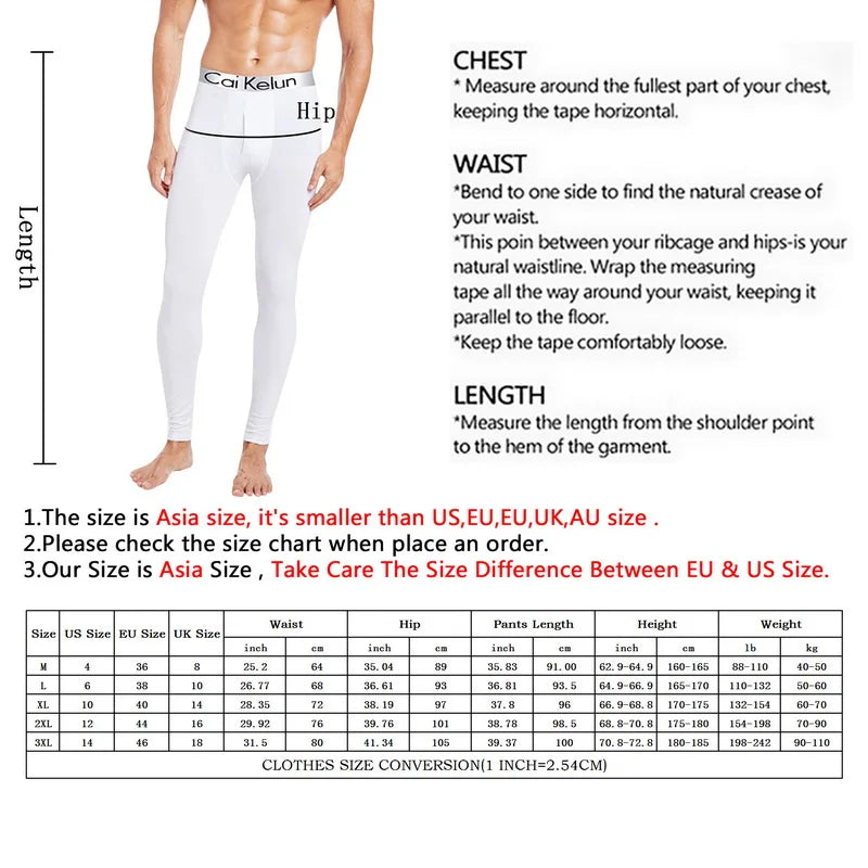 Winter Men Thermal Underwear Man  Leggings Tights Warm Long Pants Thermo Compression Pants Bottoms Tights Homme Clothes 3XL