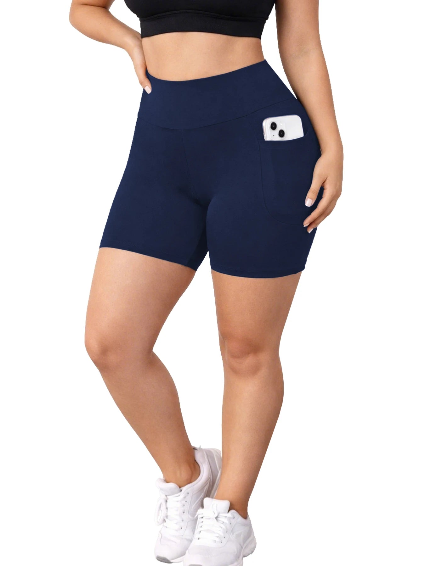 Plus Size Workout Shorts for Women High Waisted Biker with Pockets Super Soft No See Through Tummy Control