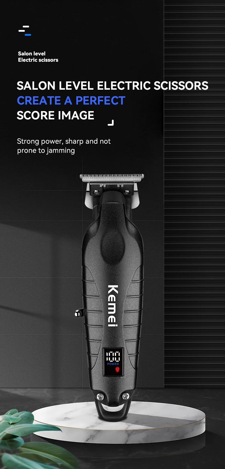 Kemei Km-2293 Barber Cordless Hair Trimmer 0mm Zero Gapped Carving Hair Clipper Professional Electric Finish Cutting Machine