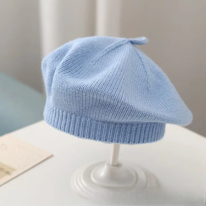 Candy Color Baby Beret Hat for Girls Autumn Winter Knitted Hat Sweet Infant Beanie Cap Fashion Kids Accessories 1-4 Years Old
