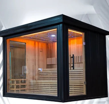 Hot Sale Modern Electric 9kw Outdoor Red Cedar Solid Wood 4 Person Far Infrared Wet Steam Traditional Sauna Room Health Benefits